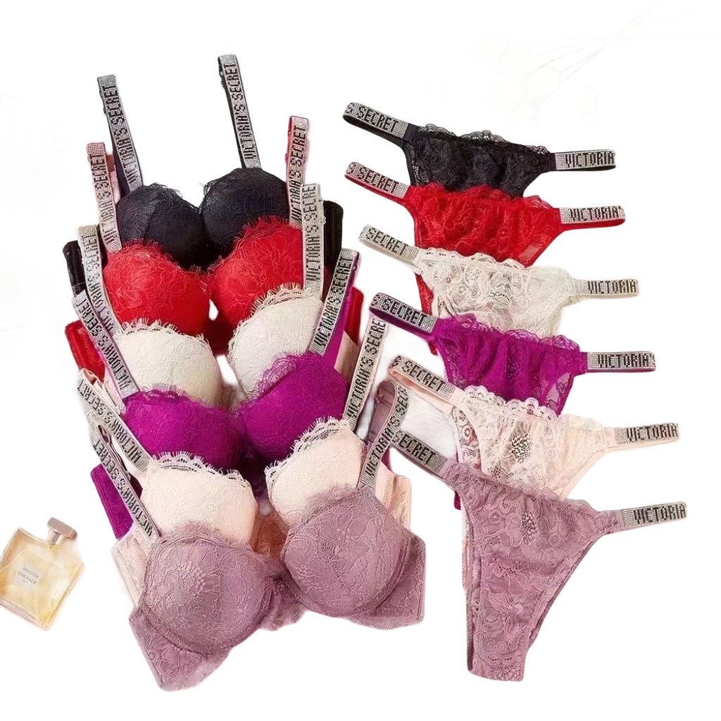 Floral Lace Padded Push up Bra Set