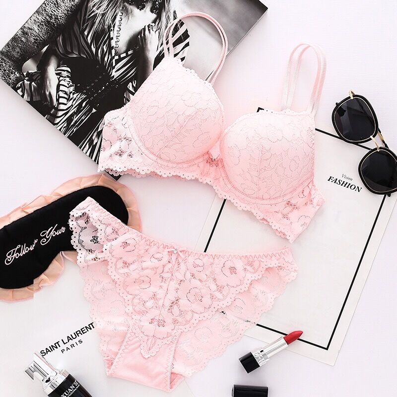 Elegant Front Buckle Double Padded Push-up Wire Bra & Underwear Combo