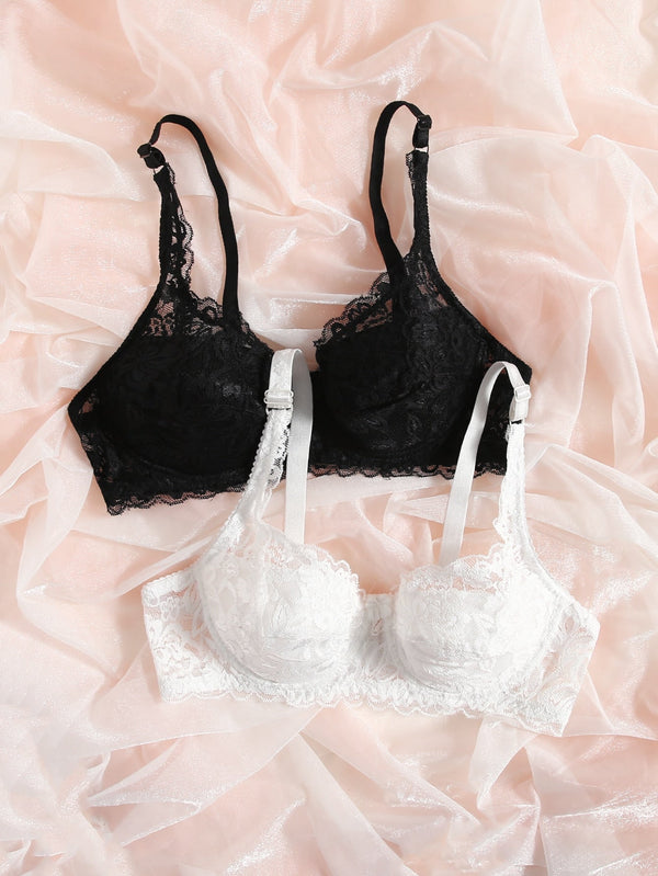 Pack Of 2 Floral Lace Underwire Bra Set Lingerie WB-01