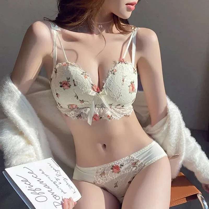 Push Up Bra and Panty Set for Women Floral Lace Cute Lingerie Sexy Und Nitewears Push Up Bra and Panty Set for Women Floral Lace Cute Lingerie Sexy Und Nitewears
