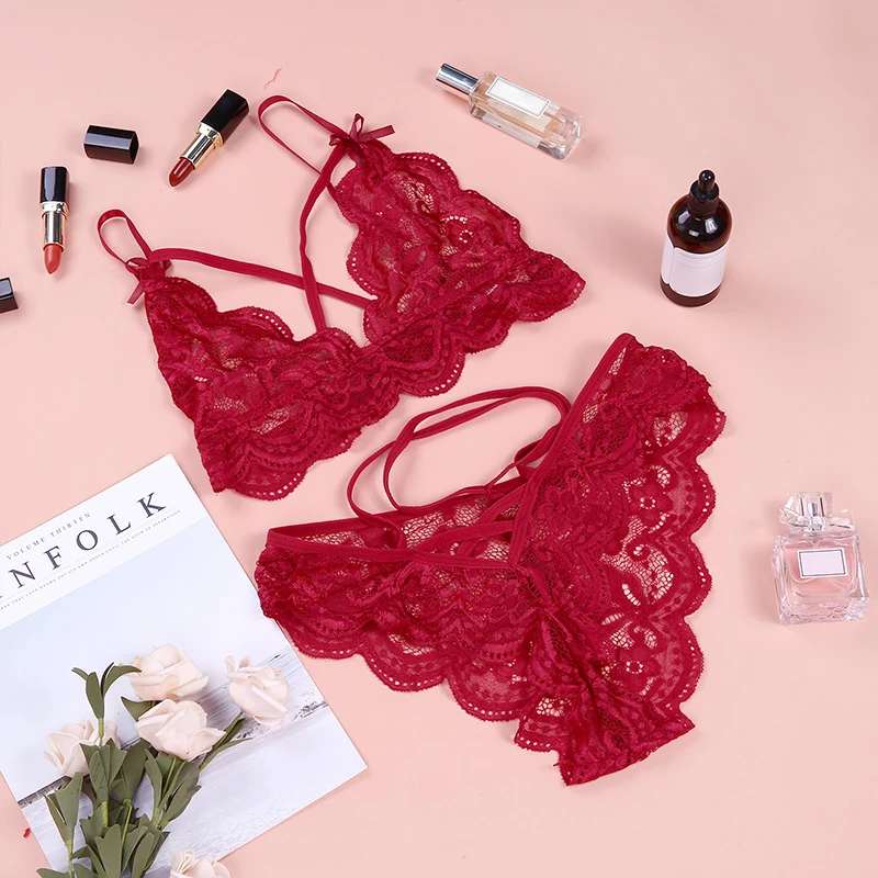 EROTIC TRANSPARENT LINGERIE WOMEN BRA AND PANTIES SET NW-005