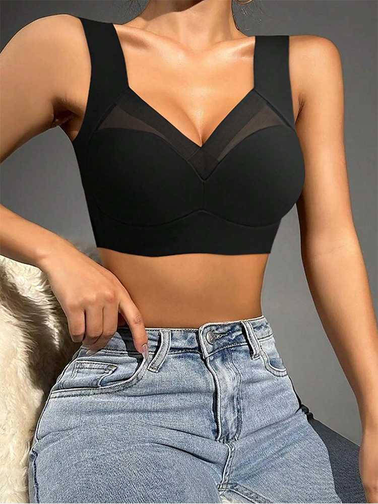 Comfortable Padded Bra Cotton Women Wire Free Bras Floral Front Closure