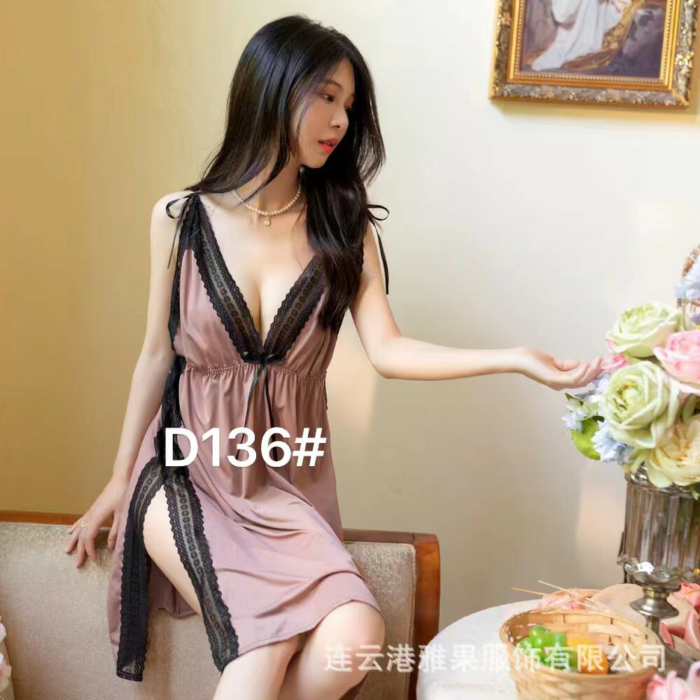 New Ladies Nightgown Halter Sexy Nightgown Erotic Lingerie Female Sexy Gown D-136