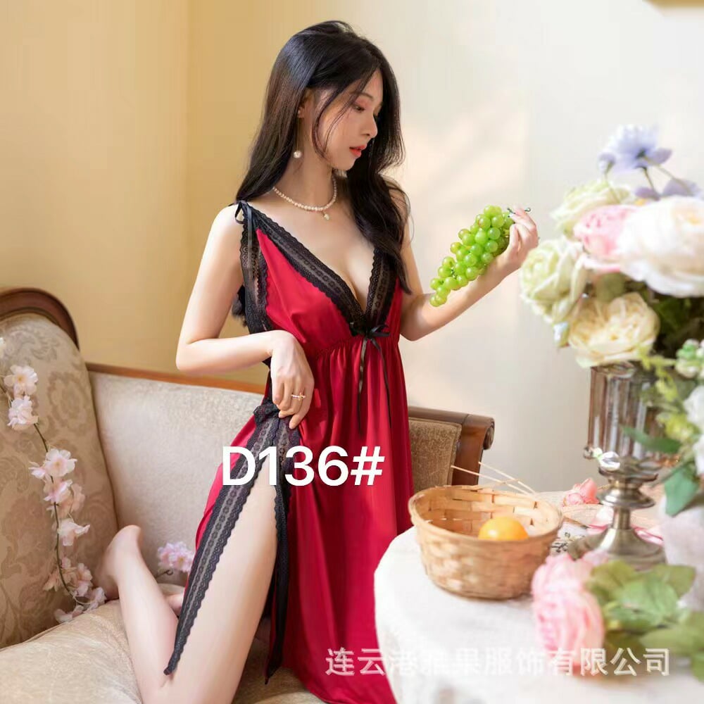 New Ladies Nightgown Halter Sexy Nightgown Erotic Lingerie Female Sexy Gown D-136