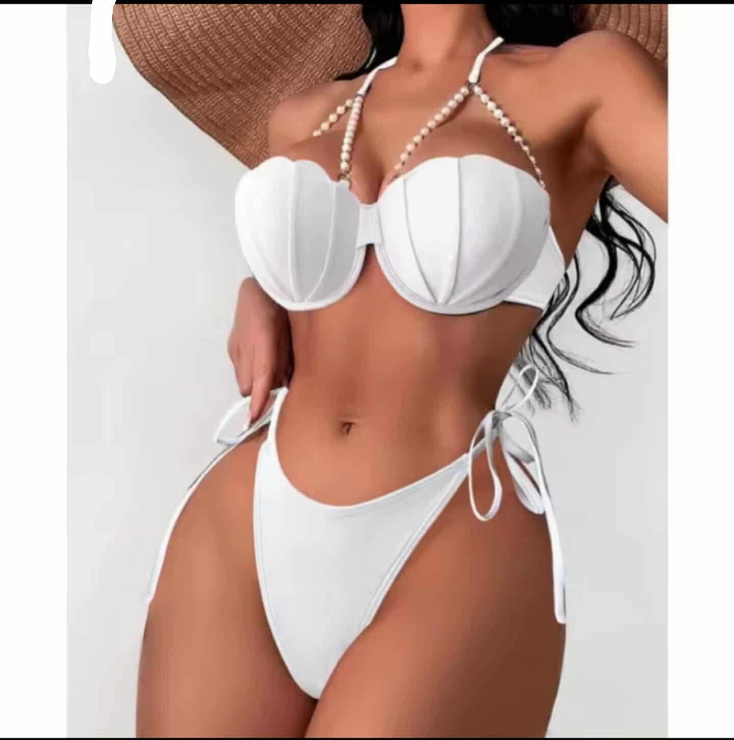 Pearl Strings Erotic Wireless Cups Fancy Bikini Bra Set | PS-001
