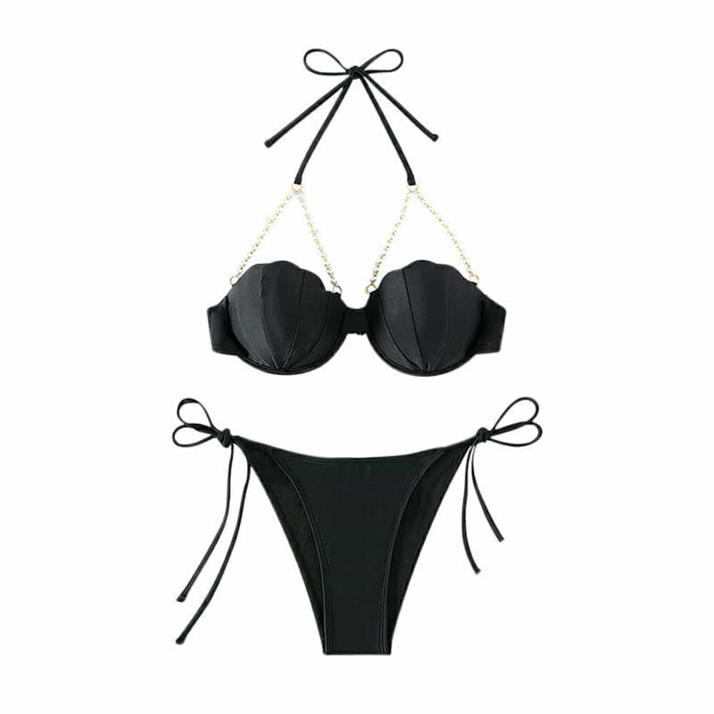 Pearl Strings Erotic Wireless Cups Fancy Bikini Bra Set | PS-001