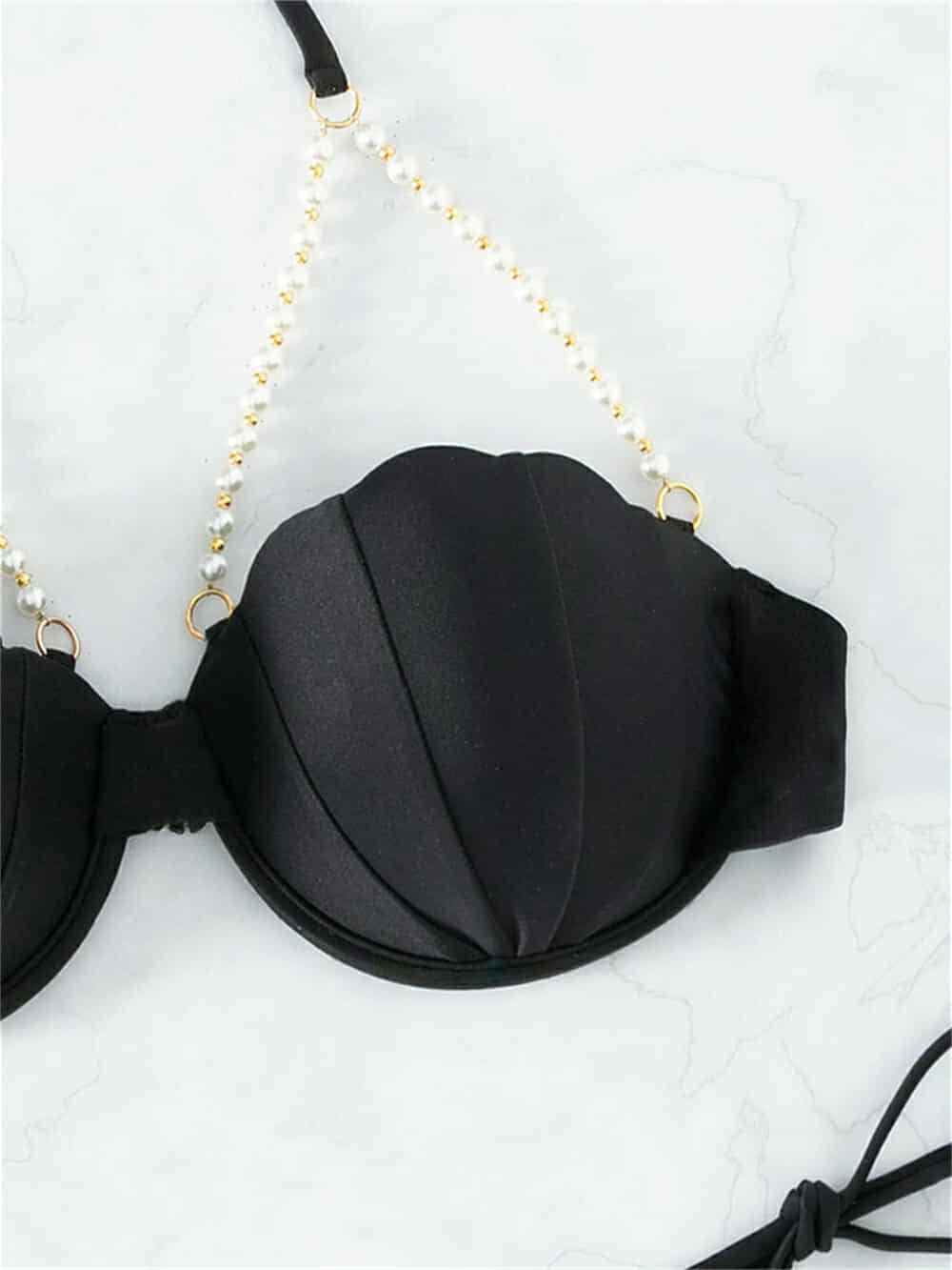 Pearl Strings Erotic Wireless Cups Fancy Bikini Bra Set | PS-001