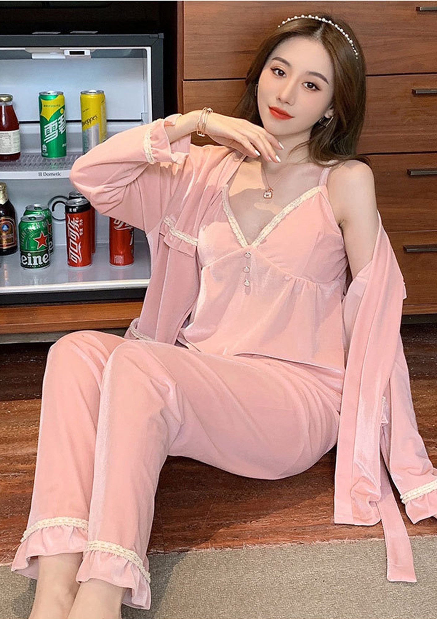 Erotic Dress Lace Robe Gown Sets Sleepwear ED-3315