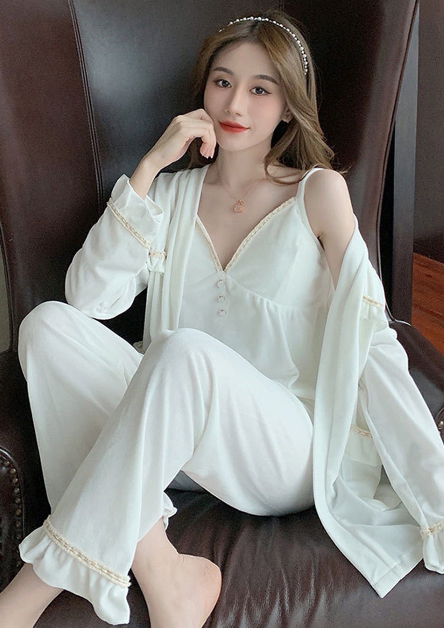 Erotic Dress Lace Robe Gown Sets Sleepwear ED-3315