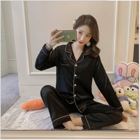 SILK PYJAMA IVORY & BLACK