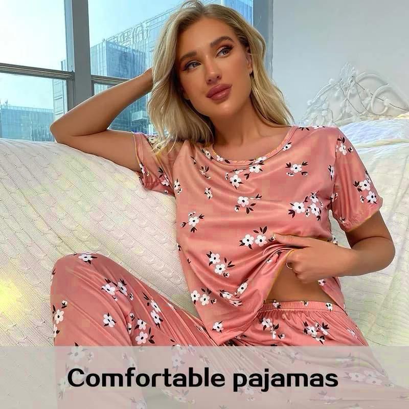 Casual Flower Print Pajama, Women's Pajama Sleepwear