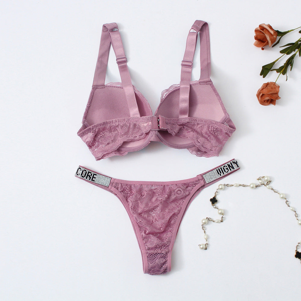 Floral Lace Padded Push up Bra Set