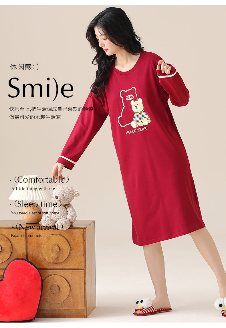 Girls Night Gown Women Full Sleeves Night Dress