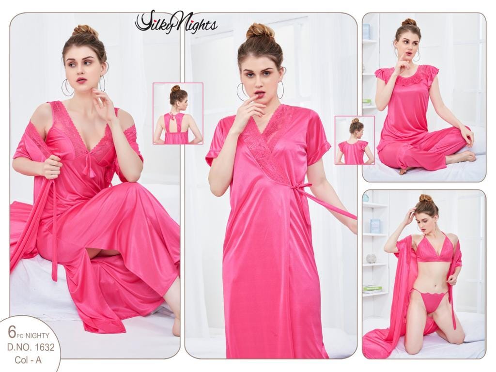 ELEGANT SILKY NIGHTS NIGHTWEAR 6 PIECES SN-1632