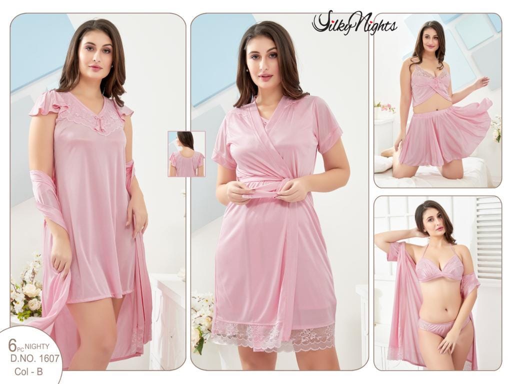 ELEGANT SILKY NIGHTS NIGHTWEAR 6 PIECES SN-1607