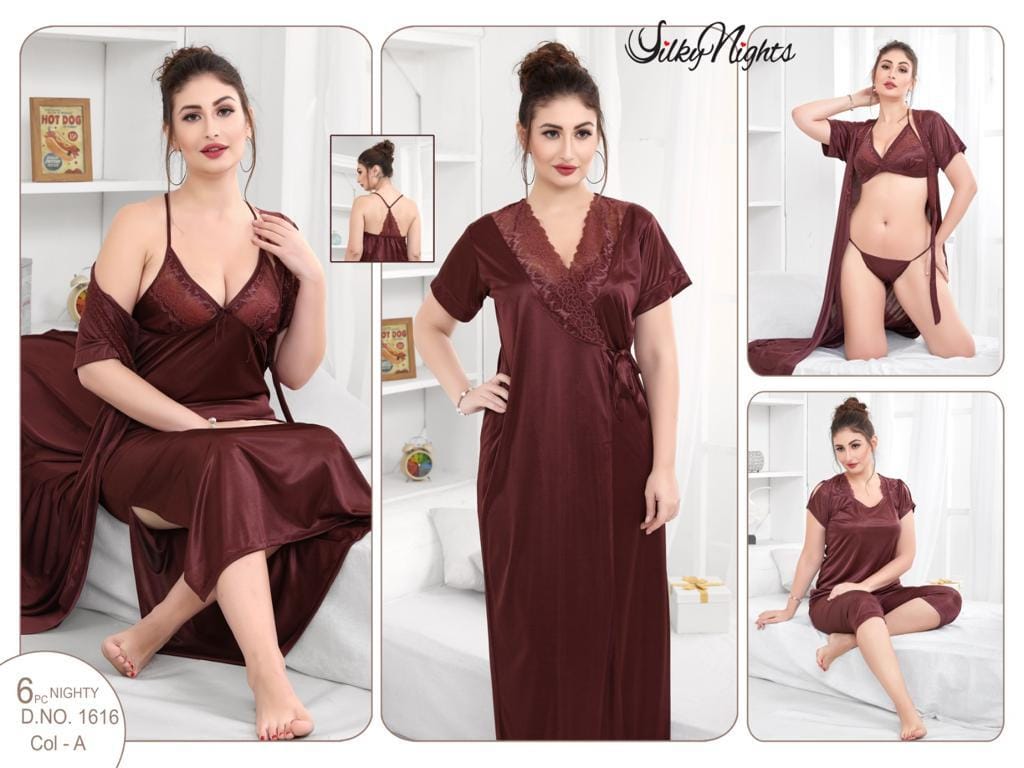 ELEGANT SILKY NIGHTS NIGHTWEAR 6 PIECES SN-1616