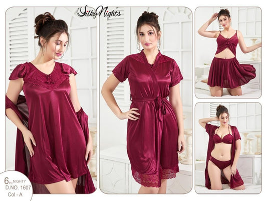 ELEGANT SILKY NIGHTS NIGHTWEAR 6 PIECES SN-1607