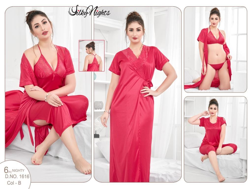 ELEGANT SILKY NIGHTS NIGHTWEAR 6 PIECES SN-1616