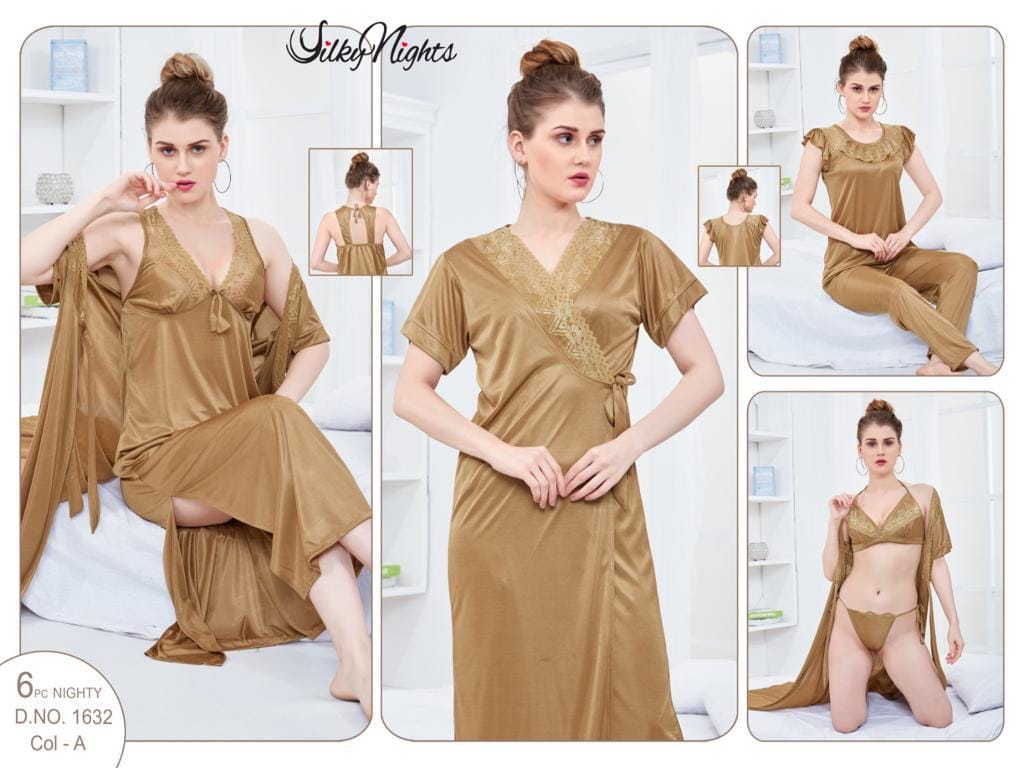 ELEGANT SILKY NIGHTS NIGHTWEAR 6 PIECES SN-1632