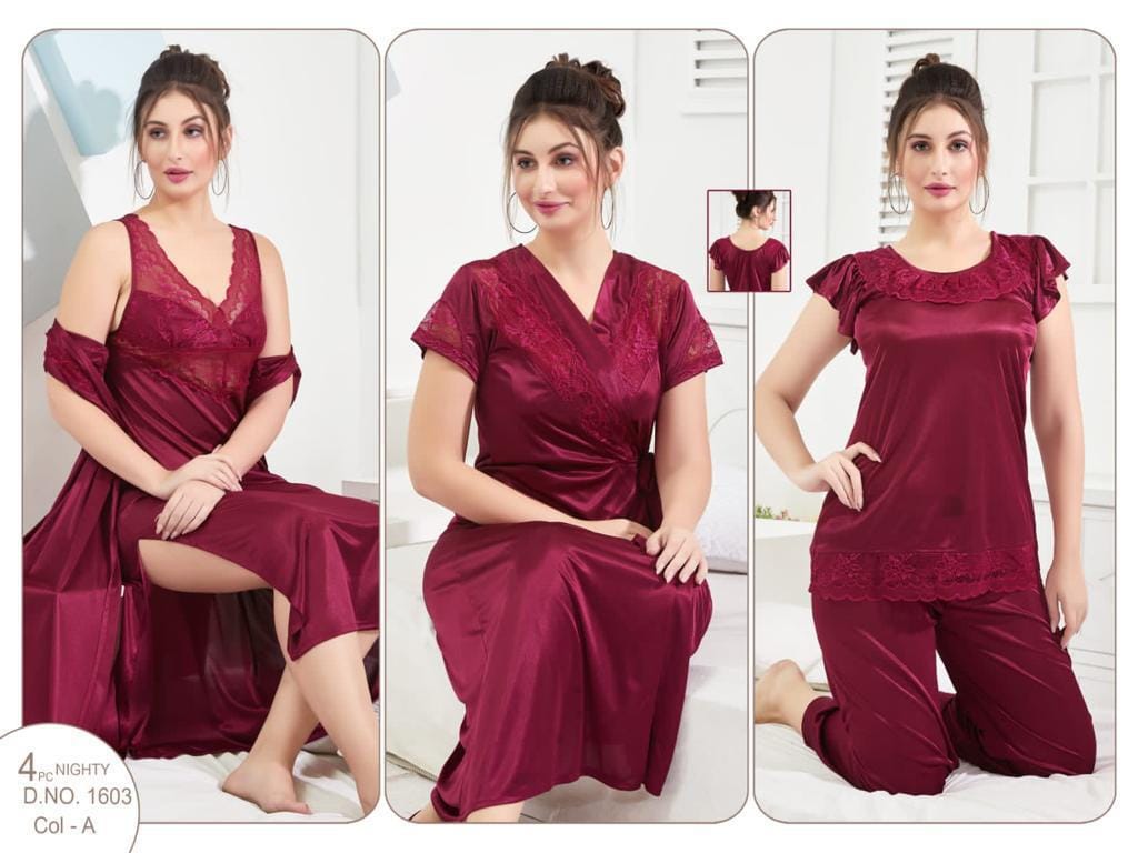 ELEGANT SILKY NIGHTS 4 PIECES NIGHTWEAR SN-1603