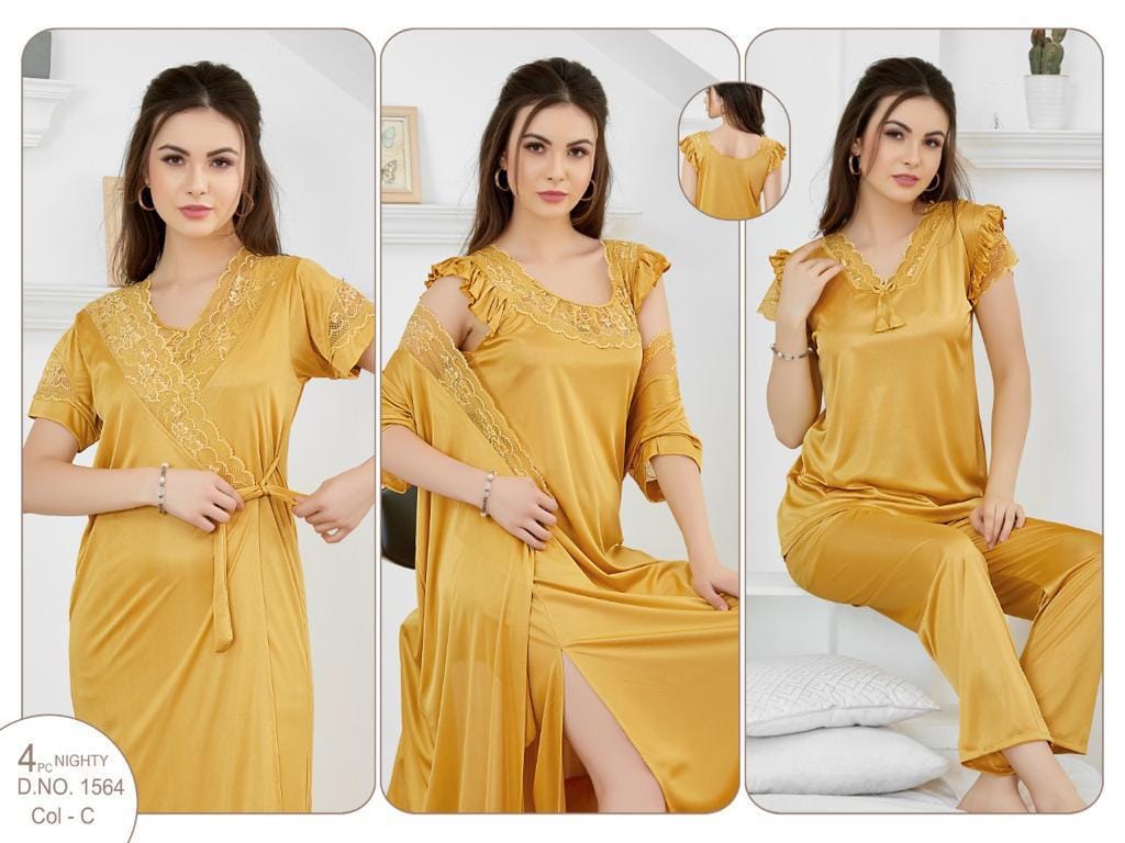 ELEGANT SILKY NIGHTS 4 PIECES NIGHTWEAR SN-1564