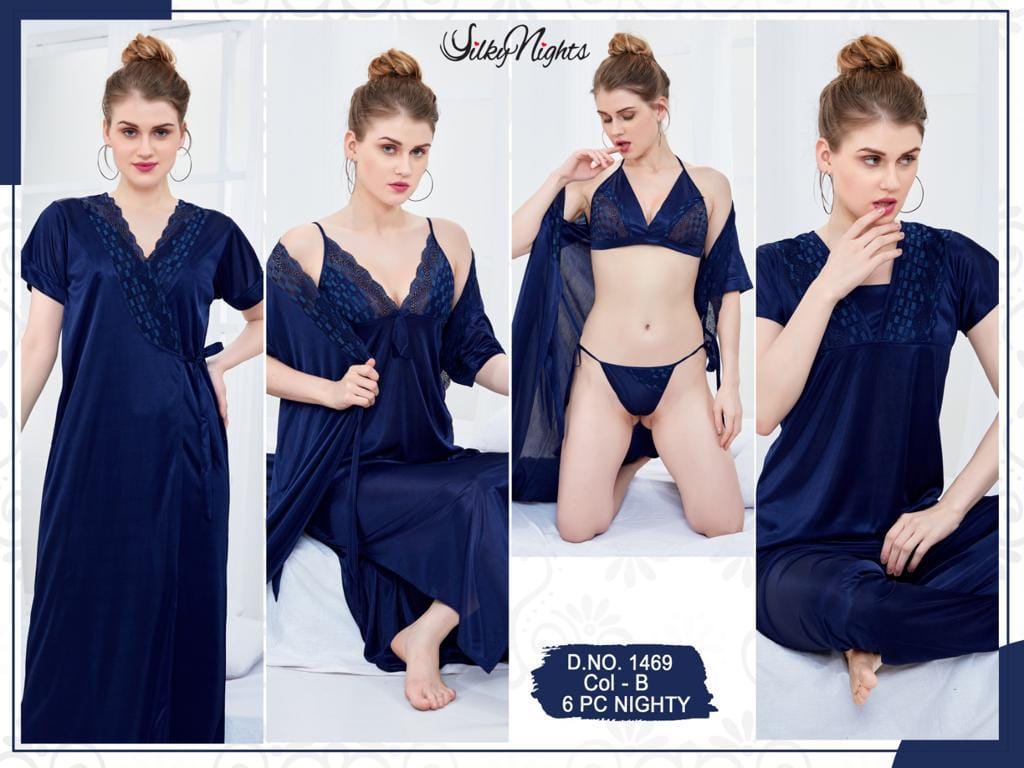 ELEGANT SILKY NIGHTS NIGHTWEAR 6 PIECES SN-1469