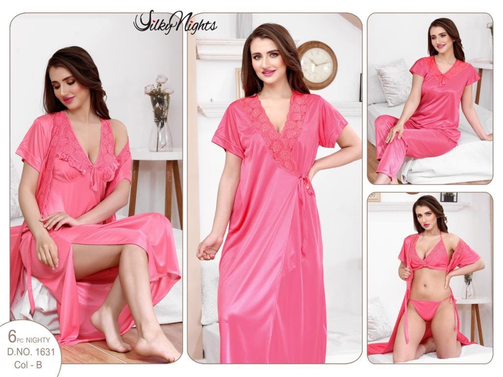 ELEGANT SILKY NIGHTS NIGHTWEAR 6 PIECES SN-1631