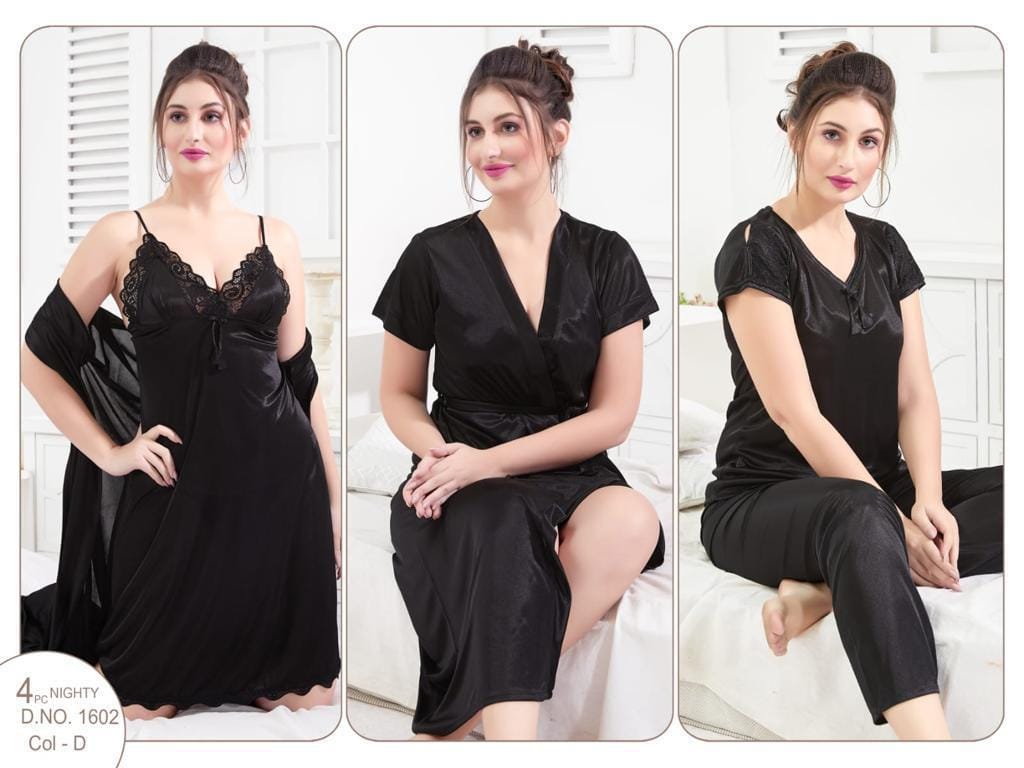 ELEGANT SILKY NIGHTS 4 PIECES NIGHTWEAR SN-1602