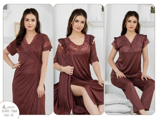 ELEGANT SILKY NIGHTS 4 PIECES NIGHTWEAR SN-1564