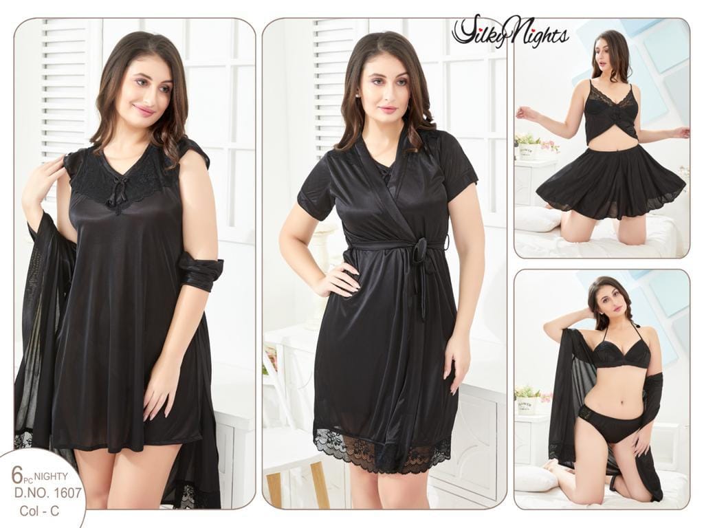 ELEGANT SILKY NIGHTS NIGHTWEAR 6 PIECES SN-1607