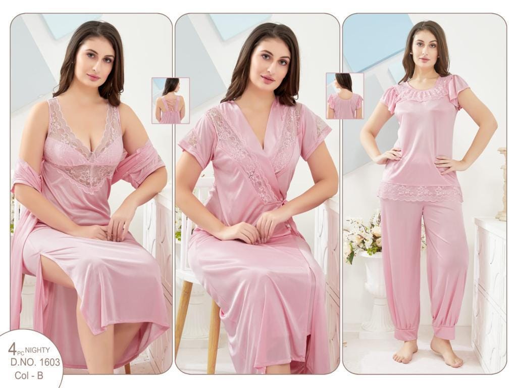 ELEGANT SILKY NIGHTS 4 PIECES NIGHTWEAR SN-1603