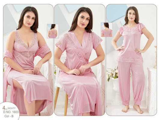 ELEGANT SILKY NIGHTS 4 PIECES NIGHTWEAR SN-1603