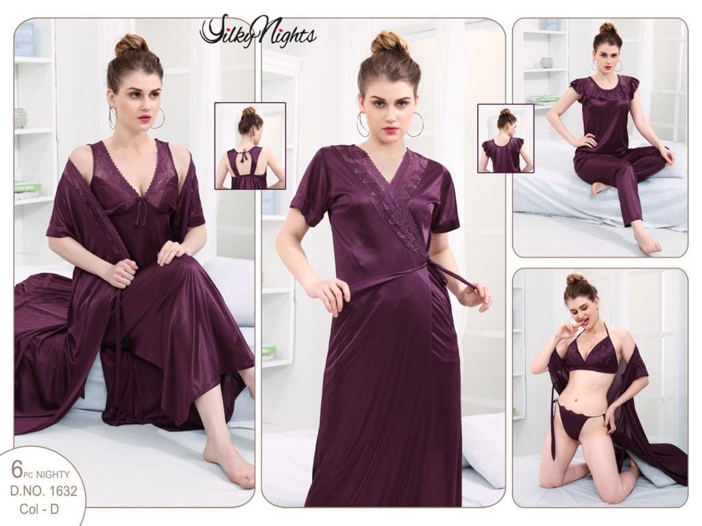 ELEGANT SILKY NIGHTS NIGHTWEAR 6 PIECES SN-1632