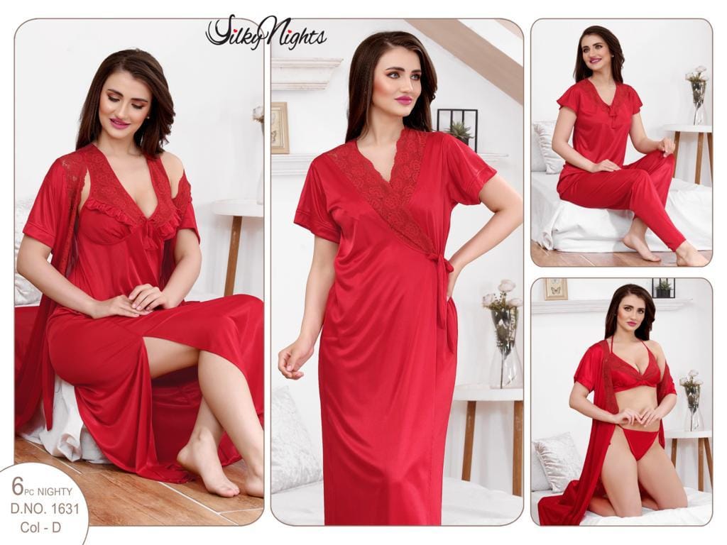 ELEGANT SILKY NIGHTS NIGHTWEAR 6 PIECES SN-1631