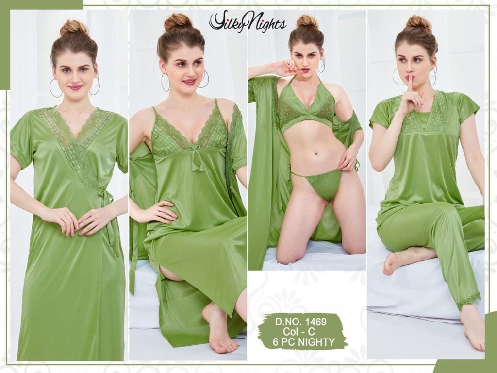 ELEGANT SILKY NIGHTS NIGHTWEAR 6 PIECES SN-1469