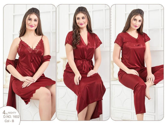 ELEGANT SILKY NIGHTS 4 PIECES NIGHTWEAR SN-1602