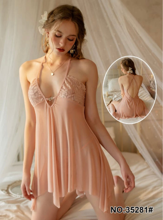 Net Powder Peach Lingerie 888