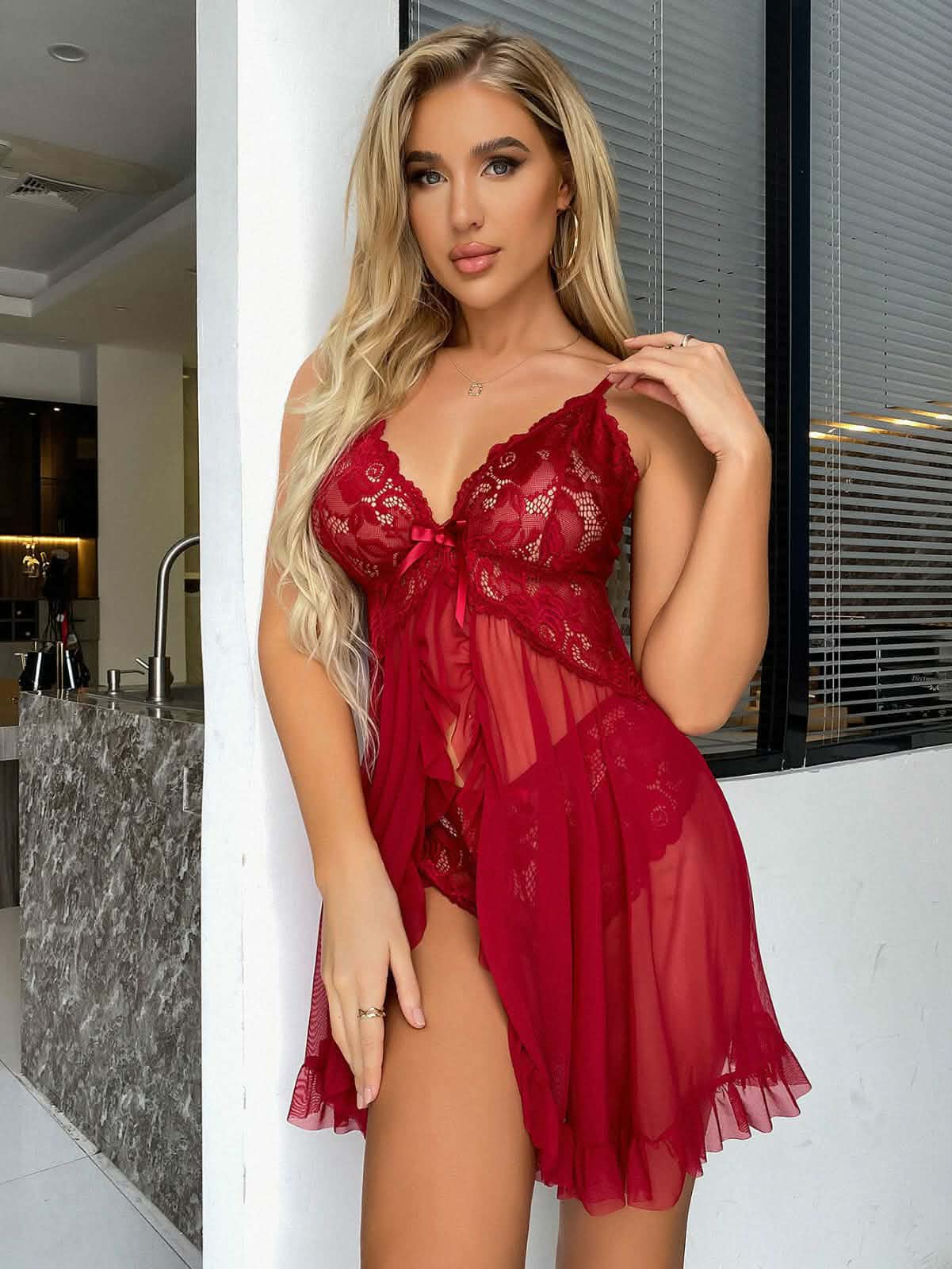 Sheer Lace Bridal Lingerie Set | Erotic Nighty Dress SN-02