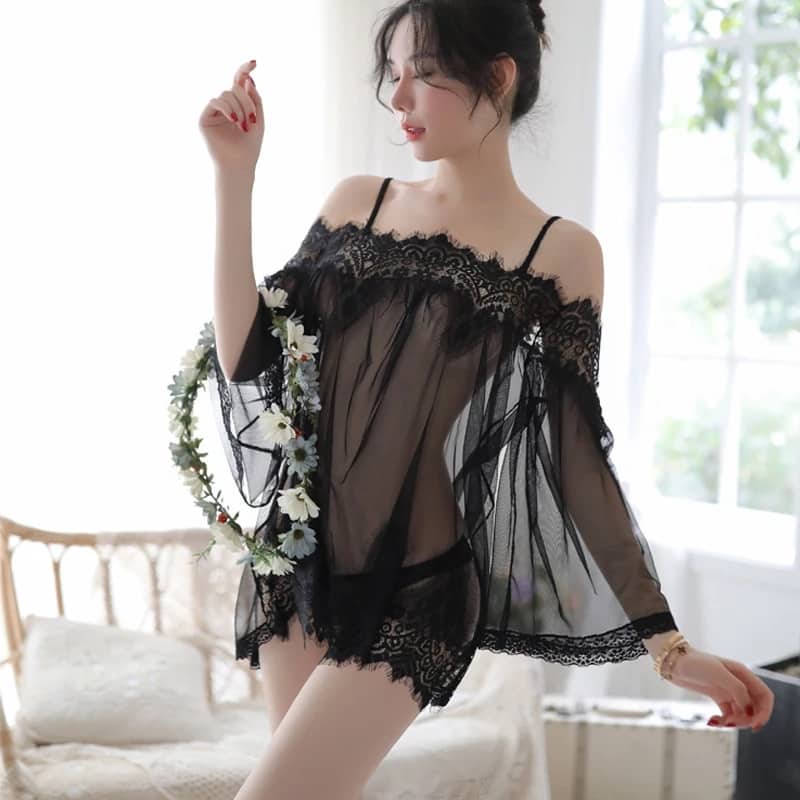 FRENCH EROTIC SHIRT WITH OPEN SHOULDER EROTIC LINGERIE NIGHTDRESS NW-1606