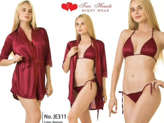 Elegant Two Hearts Nightwear Three Pieces JE-311